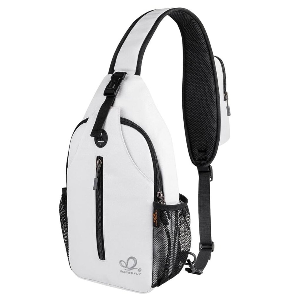 Waterfly Women/Men White Crossbody Sling Hiking Bag with Adjustable Strap